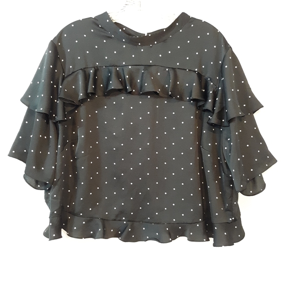 Asos Polka Dot Ruffle Open Back Crop Top - Picture 2 of 8